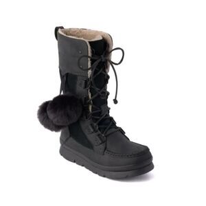 Manitobah Mukluks Pacific Waterproof Winter Boots Black Shearling Lined Women 6.